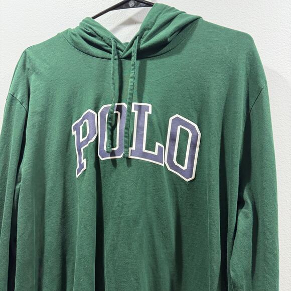 Polo by Ralph Lauren Forest Green Light Weight Hooded Long Sleeve Size XL EUC - Picture 2 of 7